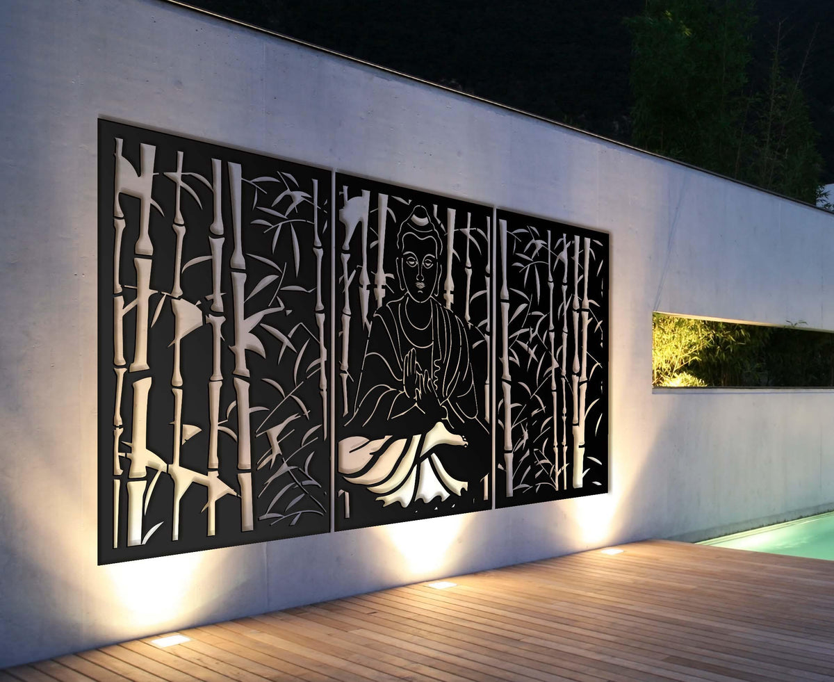 Buddah (3 Panels) Privacy Garden Screen